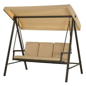 Tuinschommel - Luxe tuinschommel - Verstelbaar dak - Rugkussens - Beige
