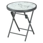 Bijzettafeltje - Terras & Tuin - Opklapbaar & Glas - Wit