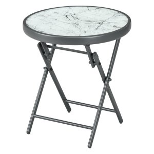 Bijzettafeltje - Terras & Tuin - Opklapbaar & Glas - Wit