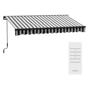 Knikarmzonnescherm – Luxaflex - Elektrische bediening – UV-bescherming - Grijs