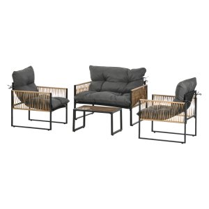 Tuinmeubelenset - DesignLiving - Comfortabel - Elegante loungeset - Donkergrijs