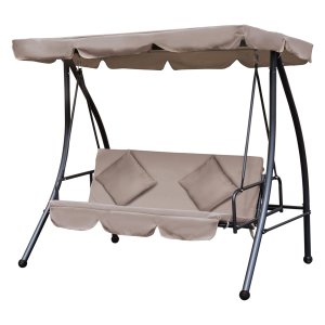 Tuinschommelbank - Hollywoodschommel - Verstelbaar zonnedak – Kussens - Beige