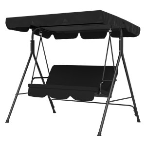 Schommelbank - Luxe Relax - Verstelbaar dak - Staalconstructie - Zwart