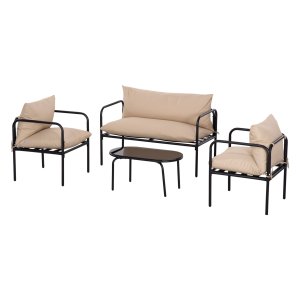 Tuinmeubelset - VidaXL - Staal & Gehard Glas - Khaki