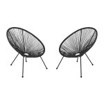 Monza Home® Tuinstoelen Set – Acapulco Stijl – Zwart – 2 stuks