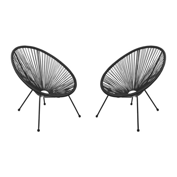 Monza Home® Tuinstoelen Set – Acapulco Stijl – Zwart – 2 stuks