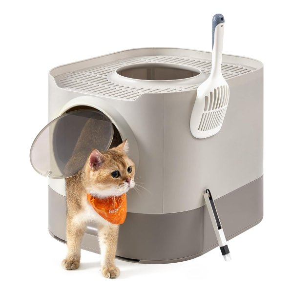Kattenbak - Busy Cat - XL gesloten - Boveningang - Grijs