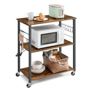 Keukentrolley – - 3-laags - Metaal - Bruin