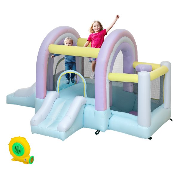 Springkasteel - Superbounce - Glijbaan - Basketbalnet - Multikleur