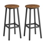 Barkrukken - Vintage Living - Metalen Frame - Voetensteun - Bruin/Zwart