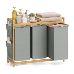Wasmand – Bamboo Home - Sorteerder met plank – Grijs