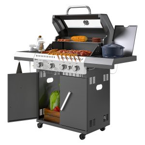 Tuinbarbecue - 5 branders - Zijbrander - Zwart