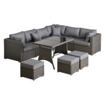 Loungeset - Allibert - Hoekstoelen – Tafel – Donkergrijs