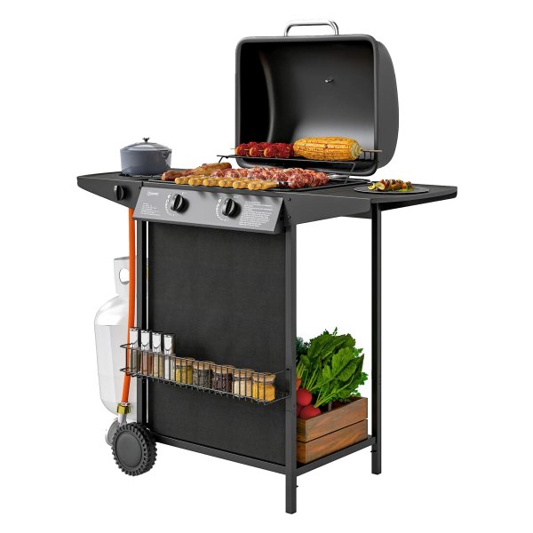 Barbecuekar - BBQ-Masters - 3 branders - zijbrander - Zwart