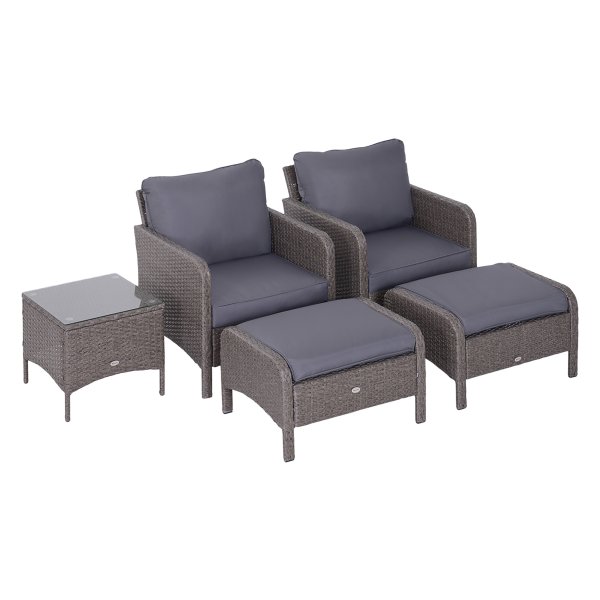 Loungeset - Luxe Living - 2 fauteuils - salontafel - donkergrijs