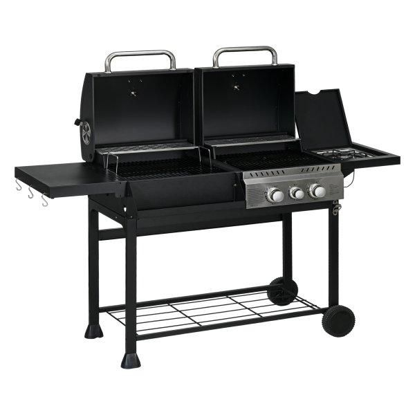 Barbecuewagen - 2+1 branders - Thermometer - Zwart