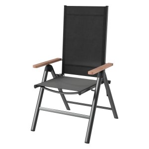Tuinstoel - Comfort Design - Inklapbaar - Met armleuningen - Zwart