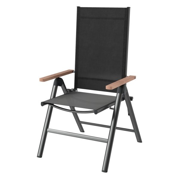Tuinstoel - Comfort Design - Inklapbaar - Met armleuningen - Zwart