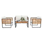 Tuinmeubelset - AcaciaLife - Loungeset - Lamelontwerp - Beige