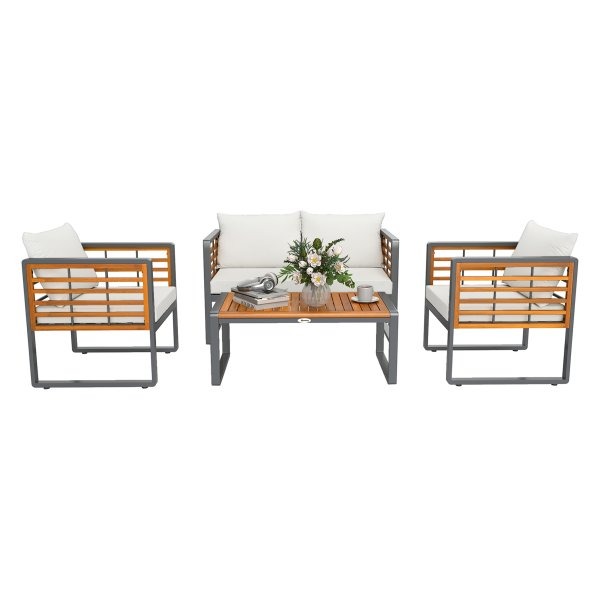 Tuinmeubelset - AcaciaLife - Loungeset - Lamelontwerp - Beige