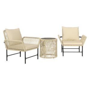 Tuinmeubelset - Buiten Lounge - 3-delige Zitgroep - Weerbestendig Khaki + Beige