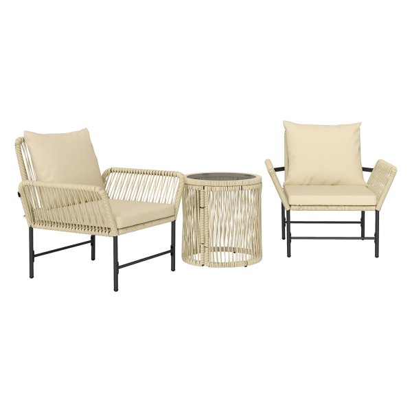 Tuinmeubelset - Buiten Lounge - 3-delige Zitgroep - Weerbestendig Khaki + Beige