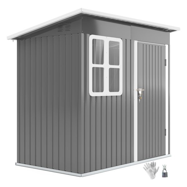 Tuinkast - Staal Elegance - Lessenaarsdak - Afsluitbare deur - Donkergrijs