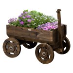 Plantenwagen - Rustic Home - Houten design - Belastbaar 50 kg - Gebrand