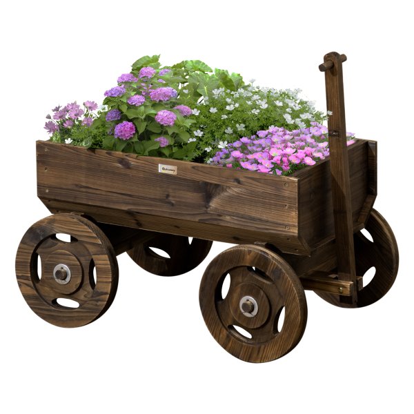 Plantenwagen - Rustic Home - Houten design - Belastbaar 50 kg - Gebrand