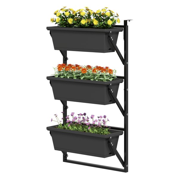 Bloempotten - Urban Jungle Garden - Vierkante plantenpot - Kunststof - Donkergrijs