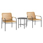 Bistroset - Rotan Style - 3-delig - Staal - Geel