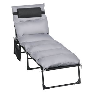 Tuinstoel - Opvouwbaar Ligbed - Verstelbare Rugleuning - Lichtgrijs