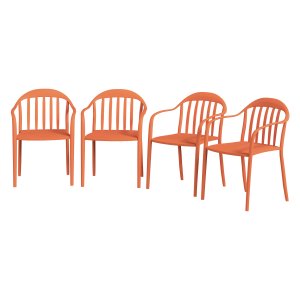Tuinstoelen - 4 delige- Stapelbaar - Weerbestendig - Rood