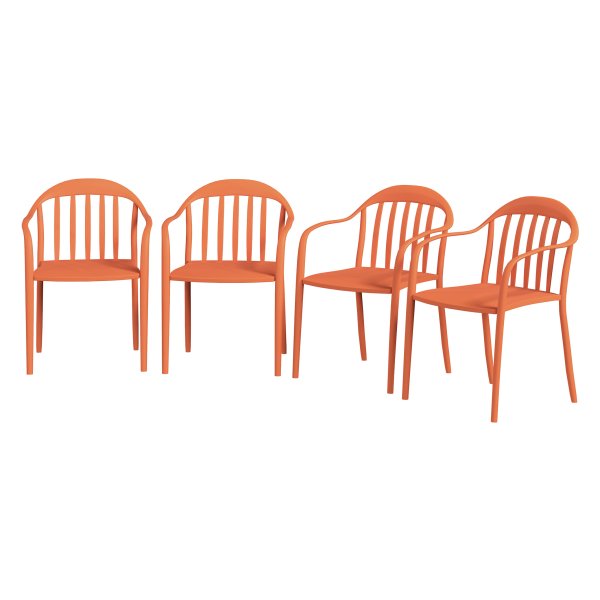 Tuinstoelen - 4 delige- Stapelbaar - Weerbestendig - Rood