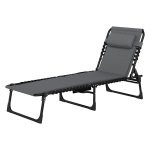 Ligstoel – LuxeLife - Verstelbaar - Zijvak - Donkergrijs