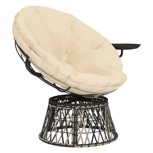 Ronde Draaistoel - Luxe Rotan - Comfortabel Zitgemak - Beige