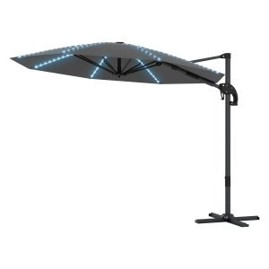 Parasol - SolarLED - Verstelbaar – Draaibaar - Donkergrijs.