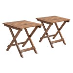 Bijzettafel - 2-delige Tuintafel, Inklapbare Kampeertafel van Hout - Stijlvol Design - Inklapbaar - Teak