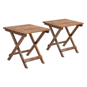 Bijzettafel - 2-delige Tuintafel, Inklapbare Kampeertafel van Hout - Stijlvol Design - Inklapbaar - Teak