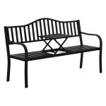 Tuinbank - LuxusGarten - Uitschuifbare tafel - Metalen - Zwart