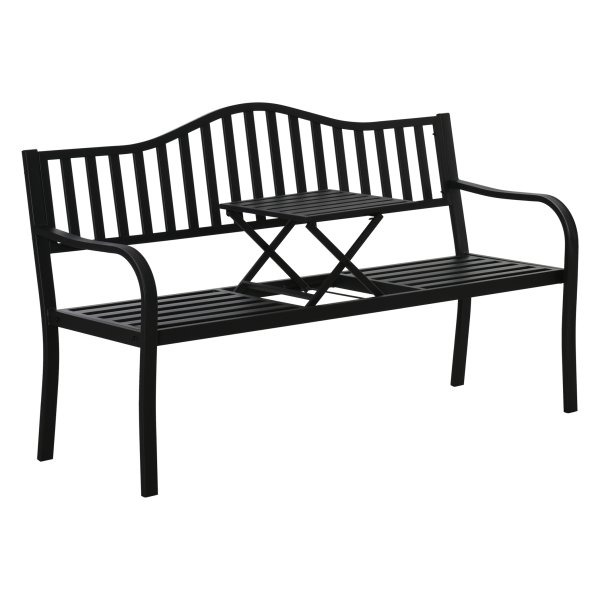 Tuinbank - LuxusGarten - Uitschuifbare tafel - Metalen - Zwart