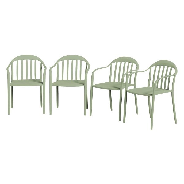 Tuinstoelen - 4 delige - Stapelbaar - Weerbestendig - Groen