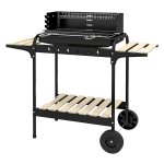 Barbecuewagon - BBQ Smoker - Verstelbaar grillrooster - Verrijdbaar - Zwart