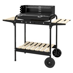 Barbecuewagon - BBQ Smoker - Verstelbaar grillrooster - Verrijdbaar - Zwart
