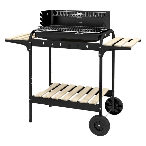 Barbecuewagon - BBQ Smoker - Verstelbaar grillrooster - Verrijdbaar - Zwart