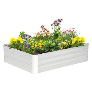Bloembak - Robuuste Tuinbak - Verzinkt Staal - Hoogte 30cm - Zilver