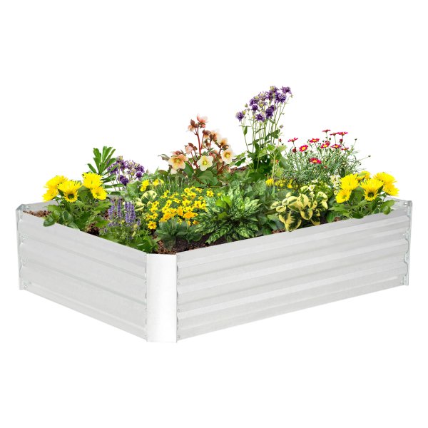 Bloembak - Robuuste Tuinbak - Verzinkt Staal - Hoogte 30cm - Zilver
