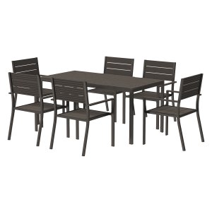 Eethoek - Stapelbare stoelen - Uitschuifbare tafel - Donkerbruin