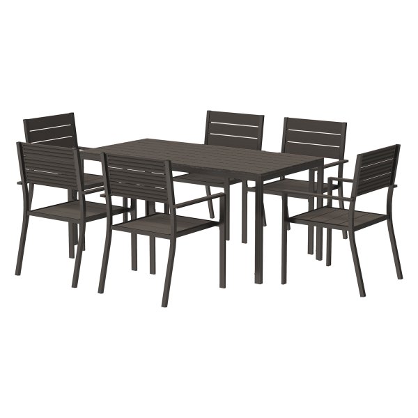 Eethoek - Stapelbare stoelen - Uitschuifbare tafel - Donkerbruin