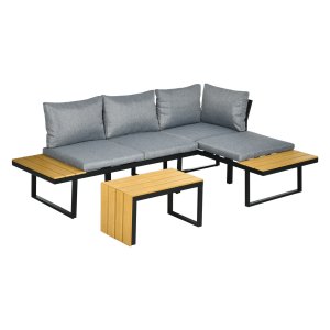 Tuinmeubelset - Aluminium frame – Zitkussens - Donkergrijs